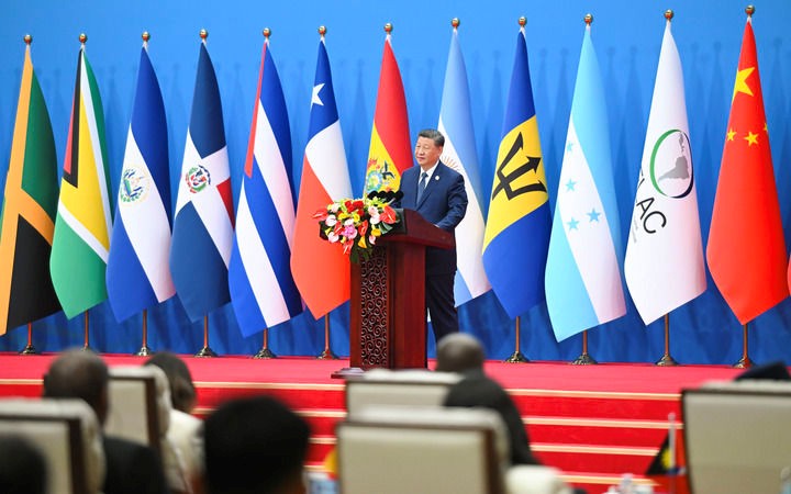 5月13日上午，国家主席习近平在北京国家会议中心出席中国－拉美和加勒比国家共同体论坛第四届部长级会议开幕式并发表主旨讲话。新华社记者 谢环驰 摄