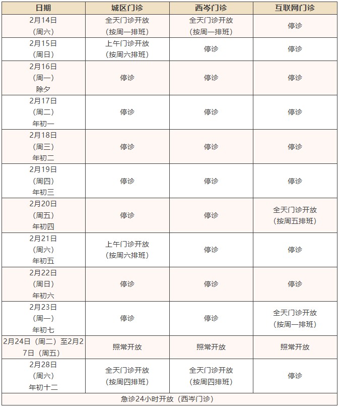 2026年青浦各大医院春节门急诊时间安排