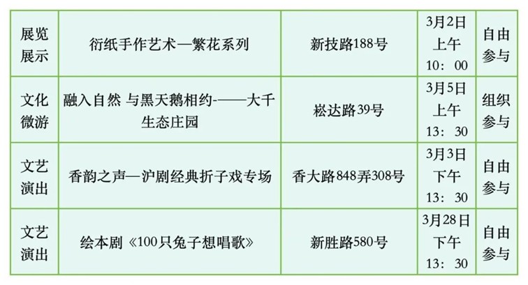 2026年青浦区公共文化内容配送三月预告