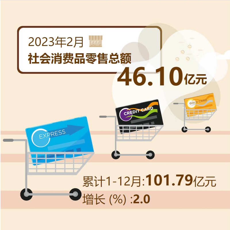 2023年2月社会消费品零售总额