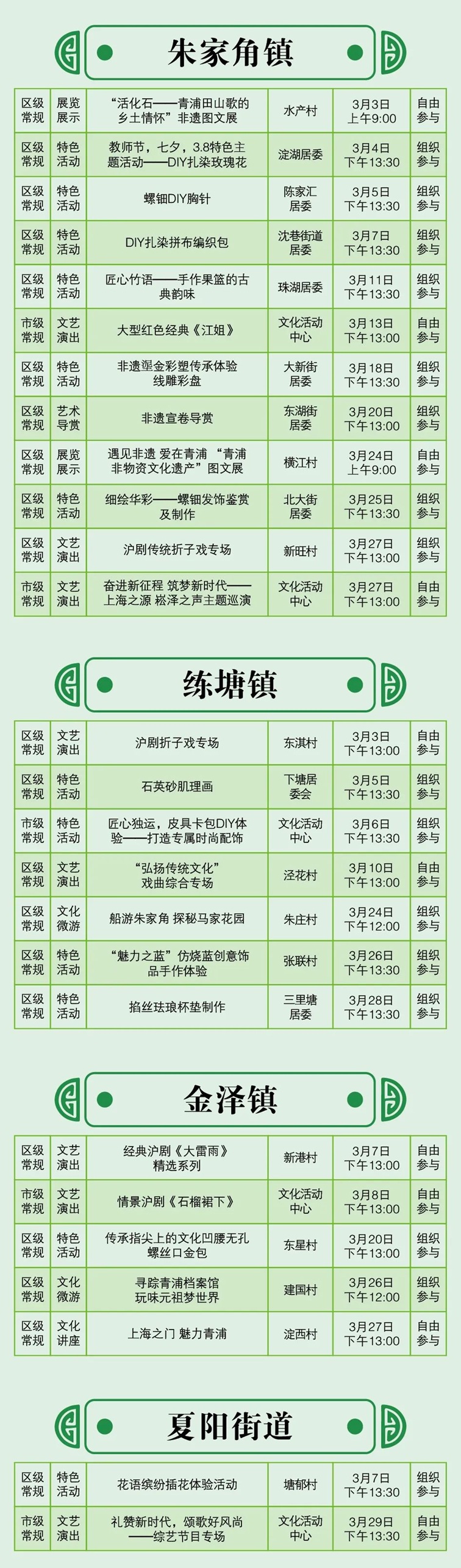 2025年青浦区公共文化内容配送三月预告